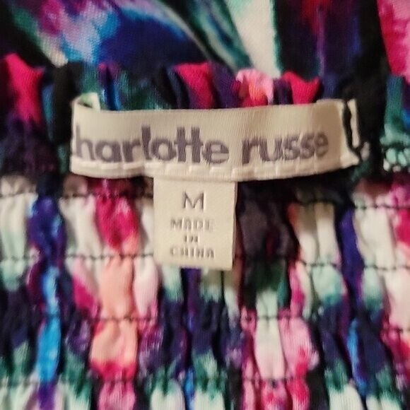 Charlotte Russe Strapless‎ Multicolor Dress With Tie Waist & Pleated Skirt - Picture 4 of 4